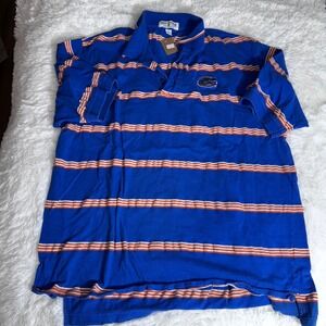Boca Classics Florida Gators‎ Mens XL Polo Shirt Blue Orange Striped NCAA Golf